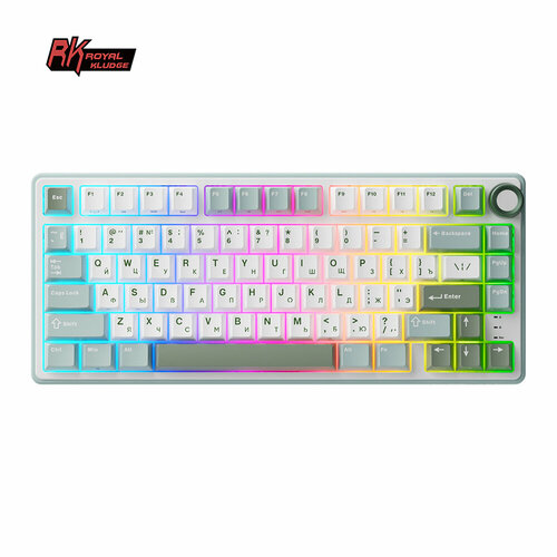 Проводная клавиатура Royal Kludge R75 RGB Sky Cyan (серебристые свитчи)