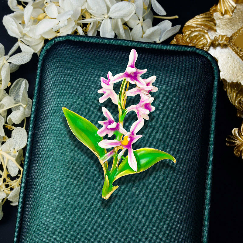 Брошь Брошь "Орхидея" для женщин, украшение на пиджак и кардиган, на одежду, Орхидея, эмаль