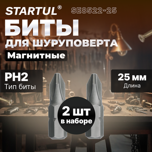 Бита для шуруповерта магнитная PH2 25 мм STARTUL Expert 2 штуки (SE8522-25)