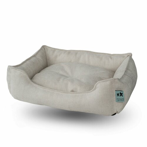 Лежанка Лучшие Друзья, ткань рогожка, цвет светло-серый 68х58х18 см