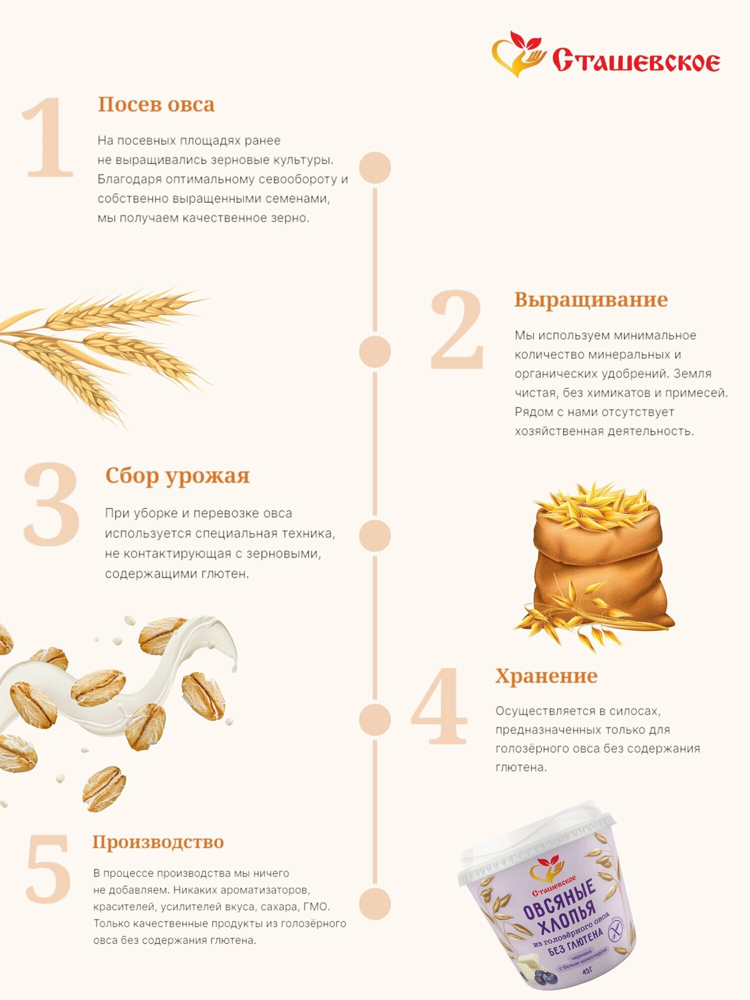 Овсяные хлопья из голозерного овса со вкусом черники и белого шоколада, без глютена, "Сташевское", 4 уп по 45 г - фотография № 3