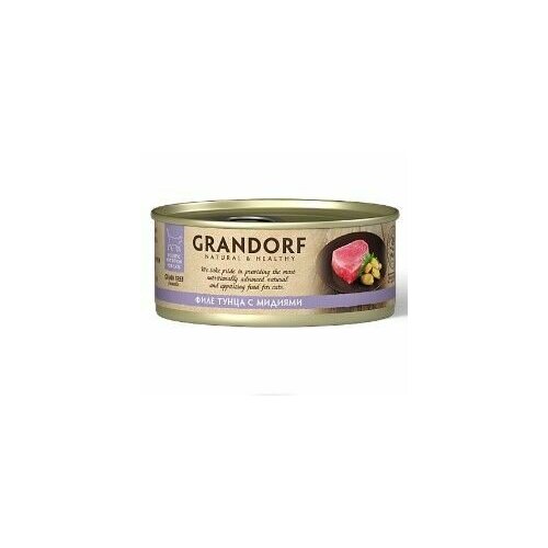 Консервы для кошек GRANDORF Филе тунца с мидиями в собственном соку, 70 гр.