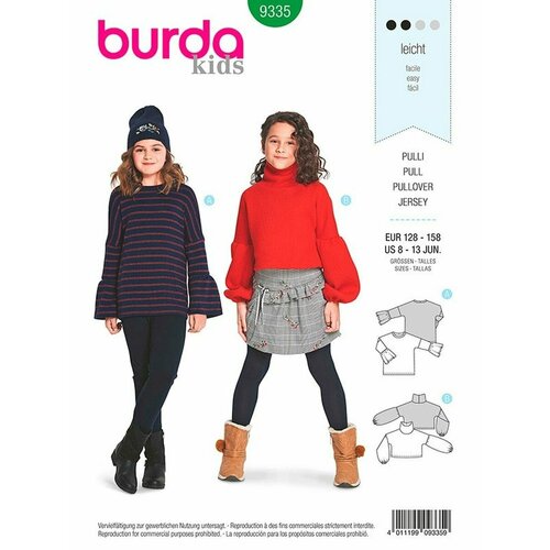 Выкройка Burda 9335 Пуловер выкройка burda 6415 пуловер