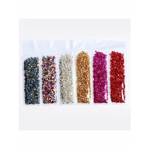 Крошка стеклянная для эпоксидной смолы6 цветов цвета5 г 380₽
