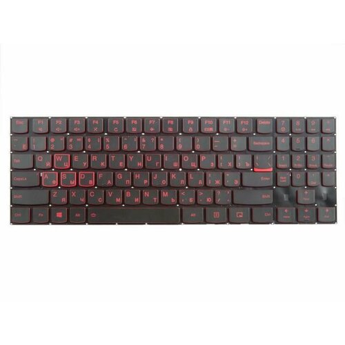 Клавиатура (keyboard) для ноутбука Lenovo Legion, черная без рамки, с подсветкой, гор. Enter, 80WK00J6RK