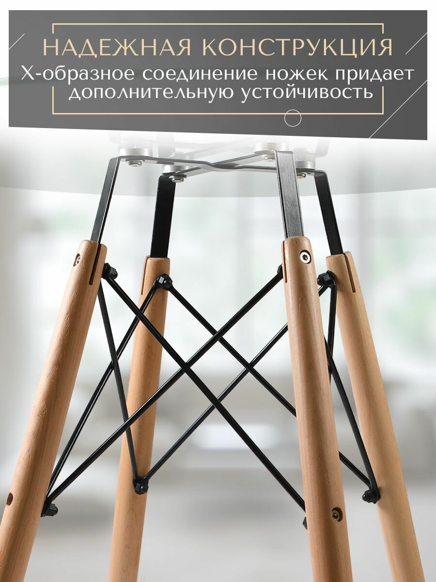 Стол обеденный круглый Classmark DIA, Столик лофт стеклянный, для кухни, дома 80*75 см