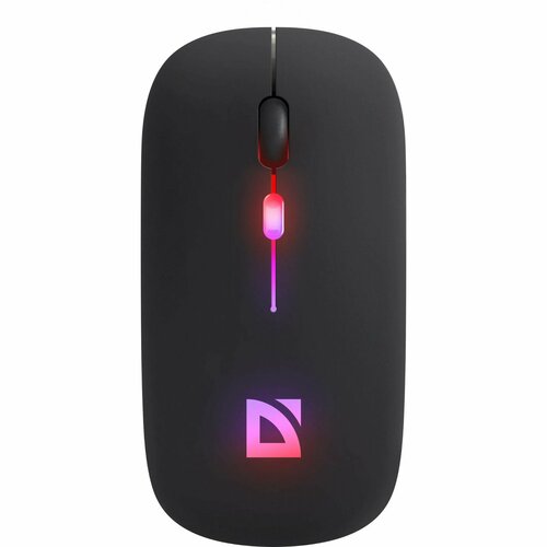 Мышь Defender Touch MM-997, беспровод, оптическая, бесшумная, RGB,1600 dpi,500 мАч, USB, черная мышь defender stix gm 009 беспроводная оптическая 3200 dpi 500 мач 7 кнопок usb белая