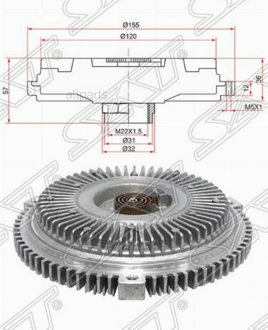 SAT ST-059121350H Вискомуфта AUDI A4 97-04/A6 97-05/A8 97-02/SKODA SUPERB 01-08/VW PASSAT 98-05 2,5D