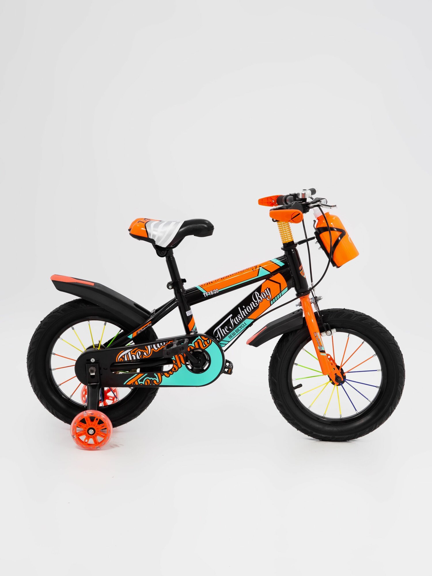 Велосипед двухколесный детский 14" с боковыми колесами, светящиеся колеса