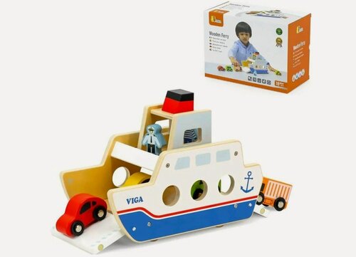 Изображение товара Набор Viga Транспортный с паромом, 7 предметов, в коробке 44684