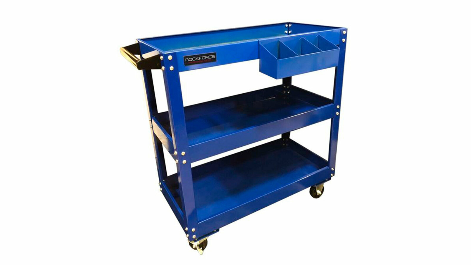 фото Тележка инструментальная ROCKFORCE 3-х полочная с навесным лотком и держателем отверток