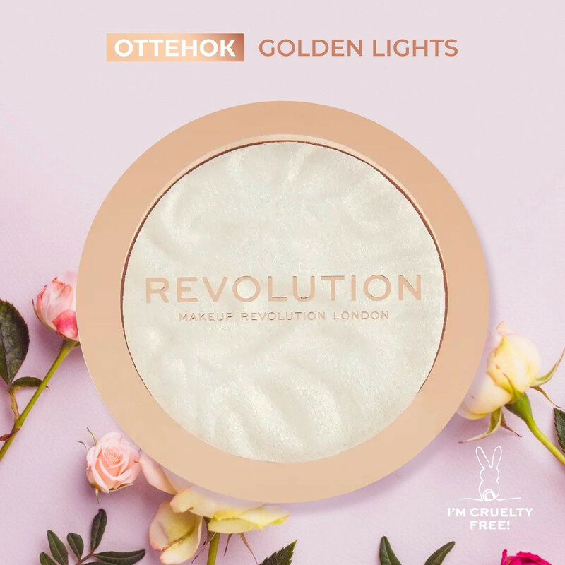 MAKEUP REVOLUTION Хайлайтер для макияжа лица и тела HIGHLIGHT RELOADED, Golden Lights: компактный, сухой, белый