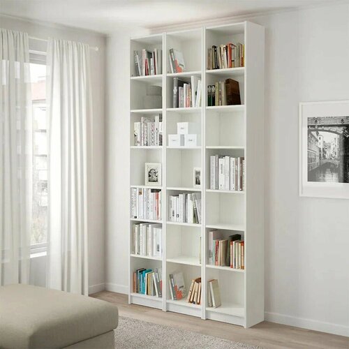 Стеллаж 100Мебель Билли 05 размер 120х237х28 Белый 16940₽