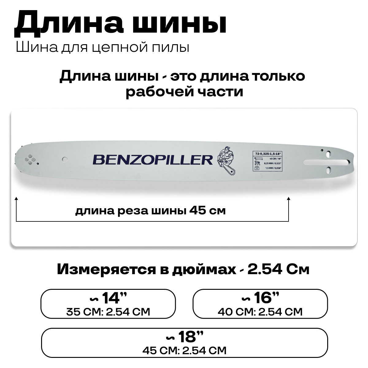 Шина пильная 72-0.325-1.5-18" BENZOPILLER