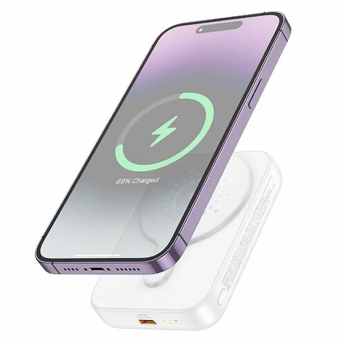 Беспроводной магнитный аккумулятор Hoco J117A 10000 mAh PD20W QC30 белый 3500₽