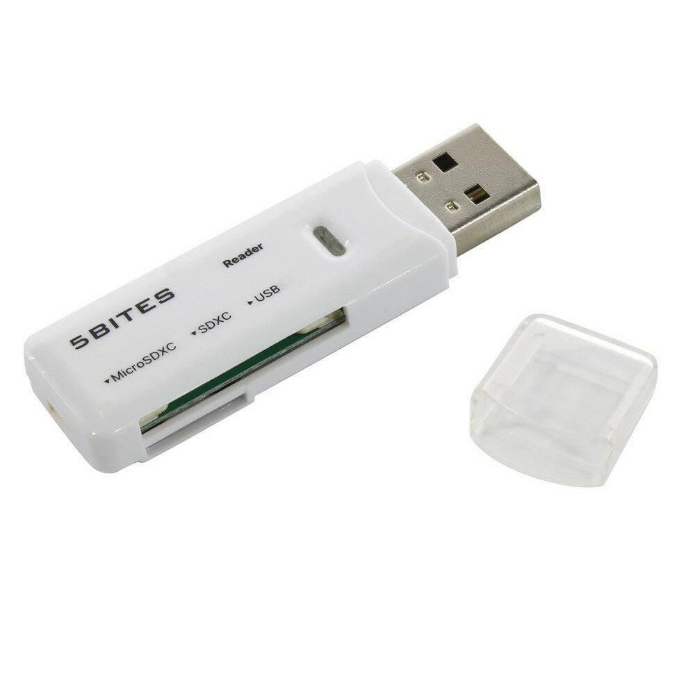 5bites кабели Устройство ч з карт памяти RE3-200WH USB3.0 SD TF USB PLUG WHITE