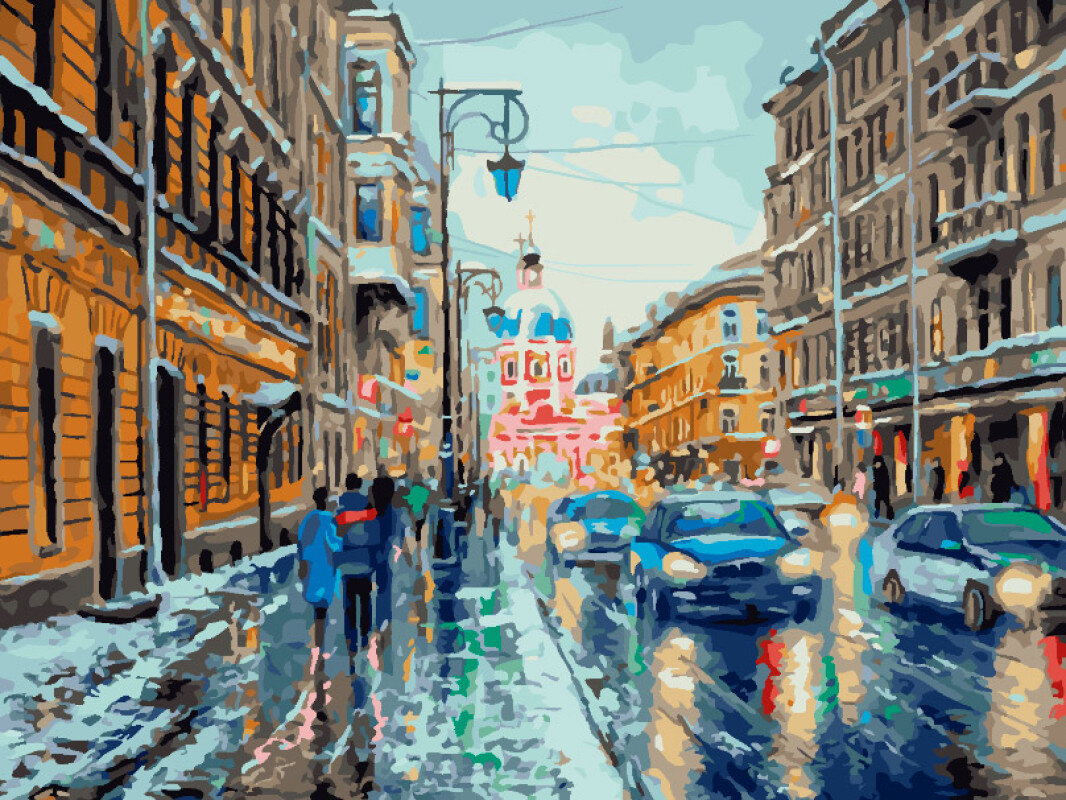 Картина по номерам Белоснежка «Улицы Питера» (30х40 см, холст на подрамнике)