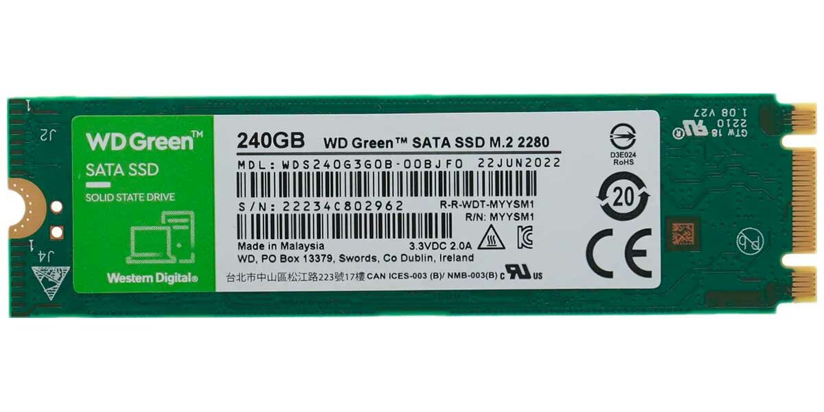 Накопитель SSD WD SATA2.5" 240GB SLC GREEN (WDS240G3G0B) - фото №17