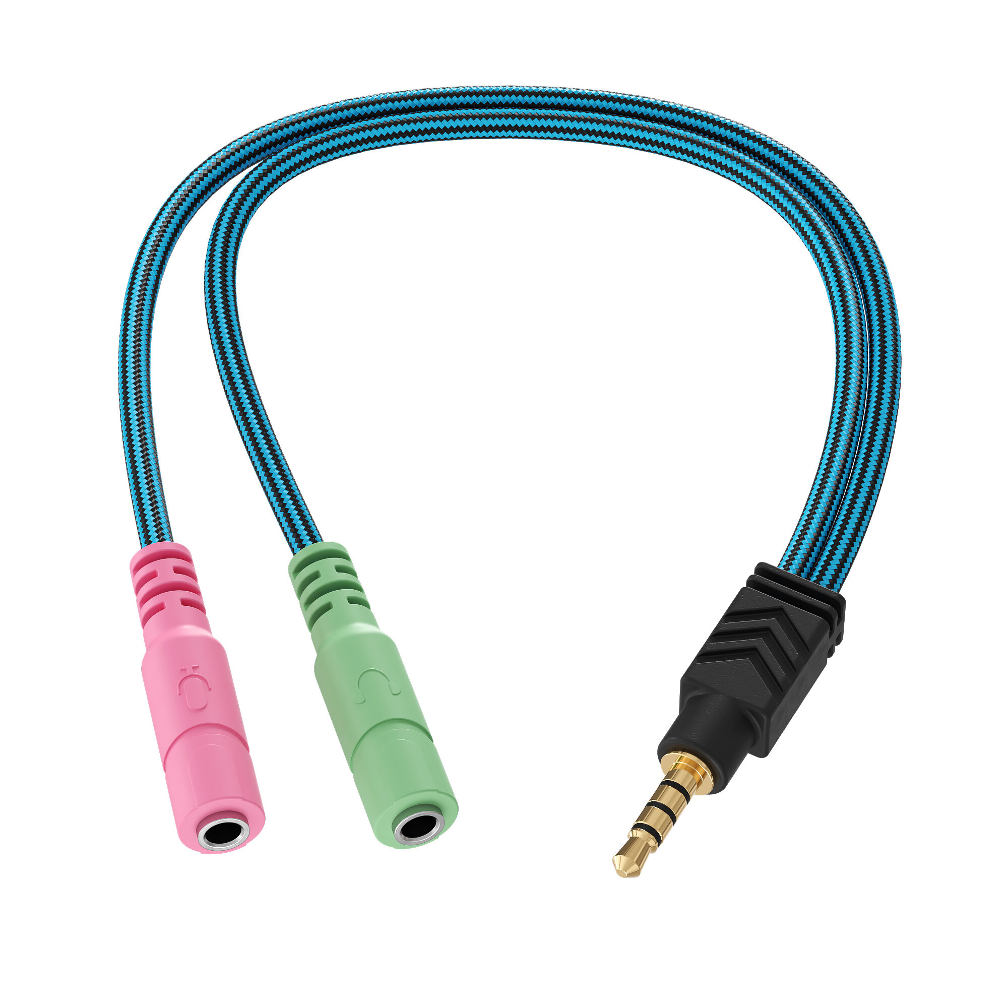 Аудио-разветвитель GSMIN RT-171B переходник на микрофон и наушники Mini Jack 3.5 мм (M) - Mini Jack 3.5 мм (F) + MIC 3.5 мм (F) (Синий)