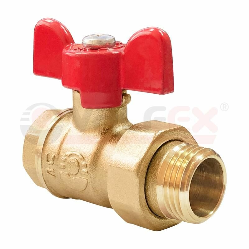 фото Кран шаровой латунный OPTIMA с американкой ВР/НР бабочка 3/4дюйм (68/17) VALFEX VF.227. L0B1.034