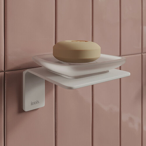 Изображение товара Мыльница, матовое стекло, сплав металлов, Slide, белый матовый, IDDIS.