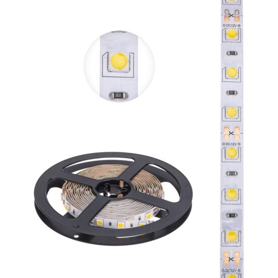 Светодиодная лента Lamper 12В  SMD5050  14 4Вт м  60 LED м  2700К  10мм  3м  для БП с клеммами  IP20  141 2022 
