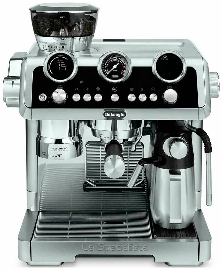 Кофеварка рожковая De’Longhi EC9865. M, манометр, 1450 Вт, нержавеющая сталь — фото 1