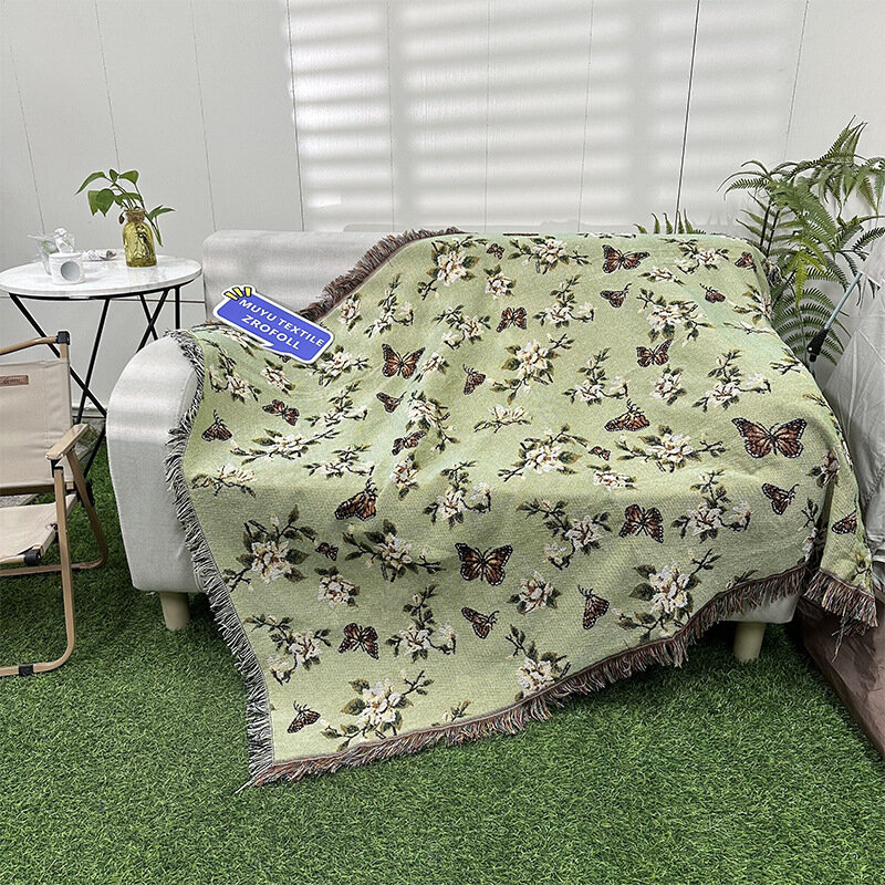 Плед жаккардовый Софт Диванное одеяло Бабочка в цвету сливы 130х160 см