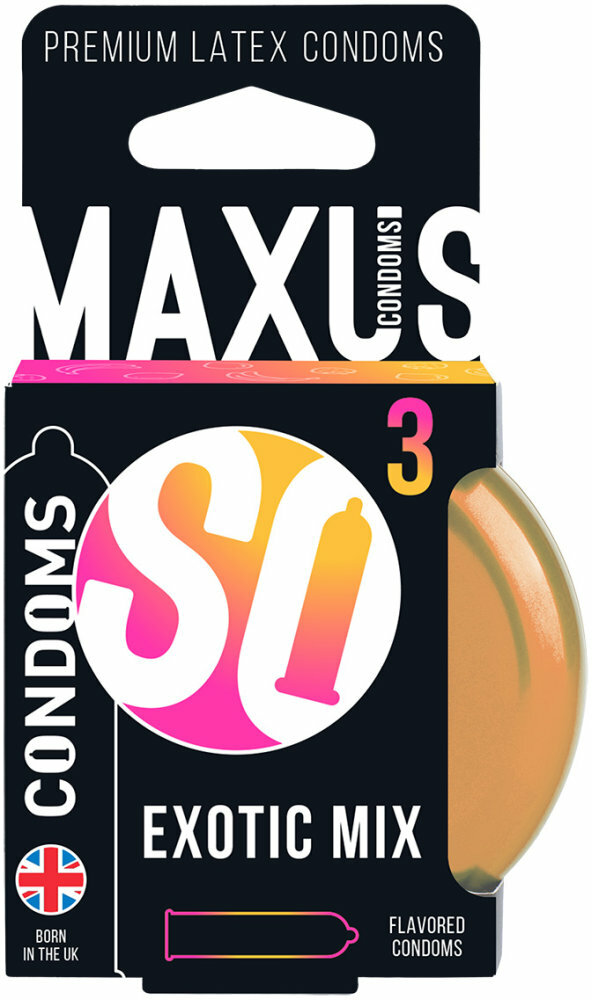 Ароматизированные цветные презервативы Maxus Exotic Mix 3 шт с кейсом