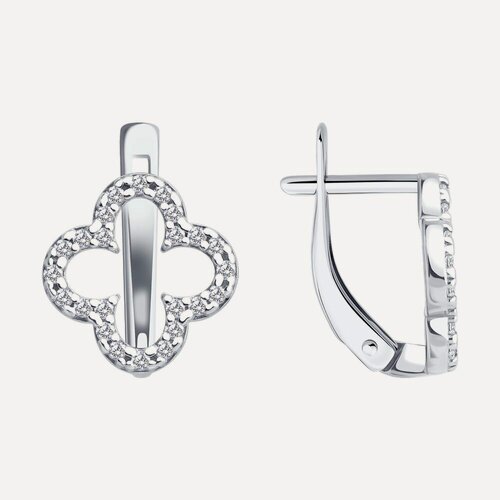 Изображение товара Серьги, серебро, 925 проба, родирование, фианит