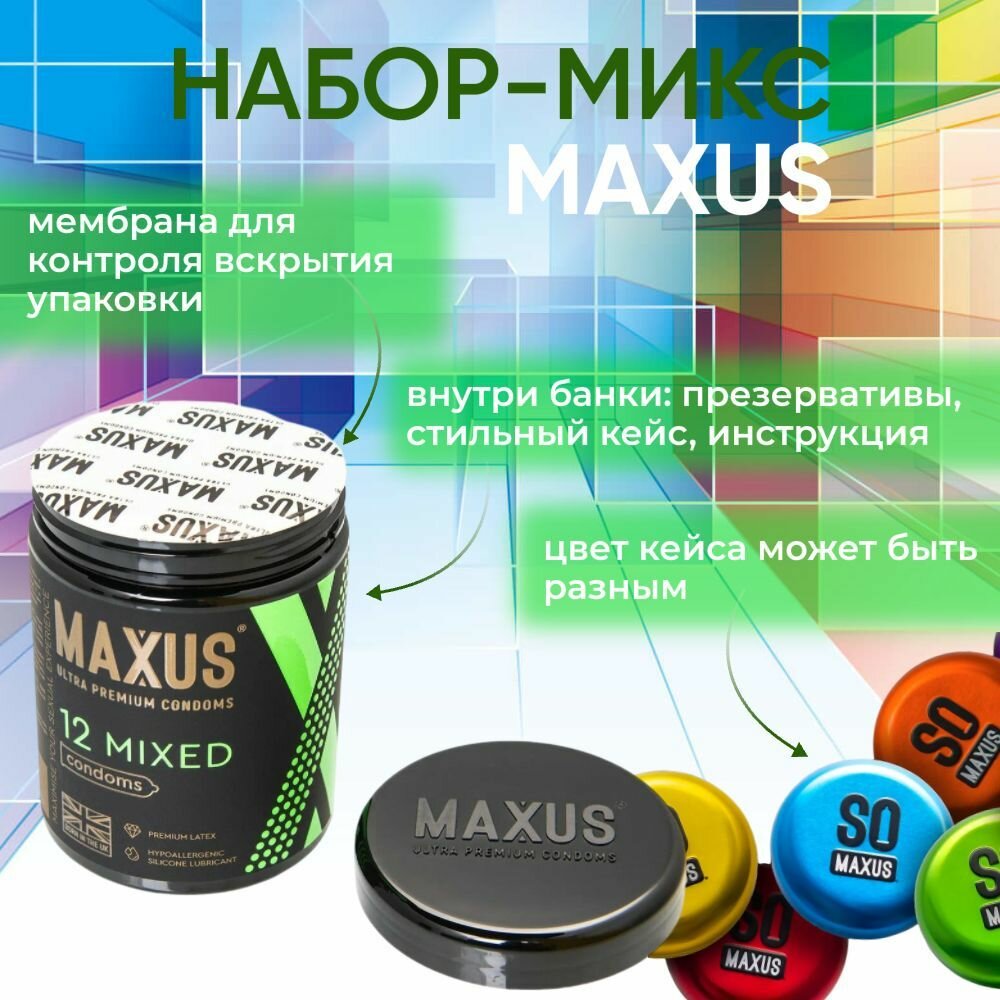 Презервативы микс-набор MAXUS Mixed, латекс, 12 штук в упаковке — фото 1