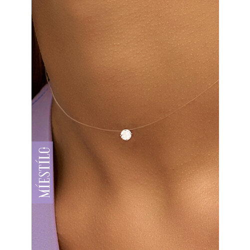 Колье MIESTILO, серебро, 925 проба, родирование, фианит, длина 43 см., серый, серебристый, белый