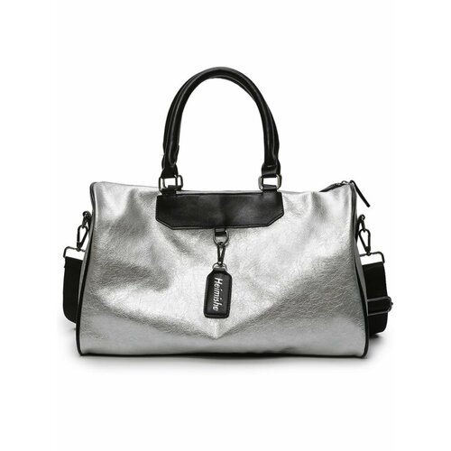 Сумка дорожная , 40х28, ручная кладь, серебристый/черный