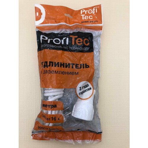 Удлинитель 1 вход 3 метра с заземлением ProfiTec. 3500Вт 16А 100% медь