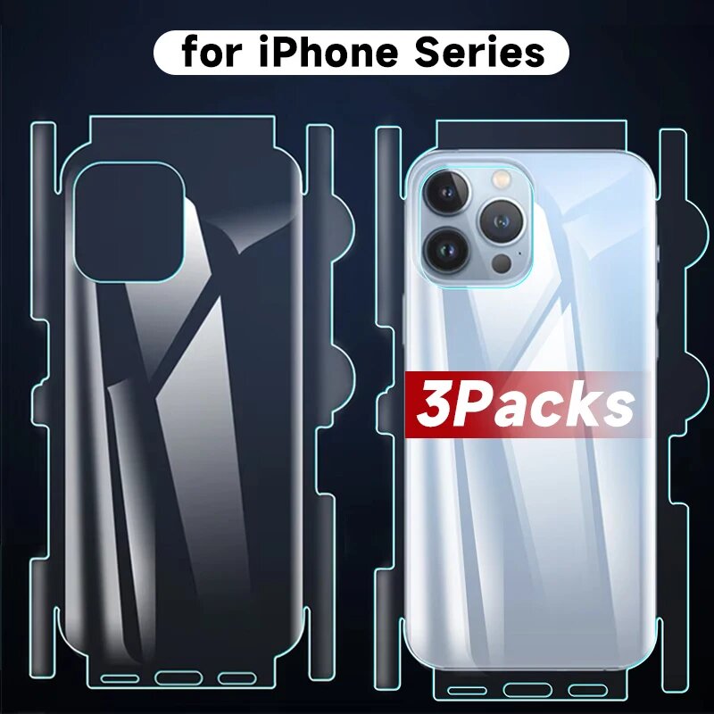3/1 комплекта наклейки на рамку из гидрогелевой пленки для iPhone 16 Pro 15 14 13 12 ProMax Plus задняя сторона полное покрытие защитная пленка для экрана for iPhone 16 Pro 2PCS