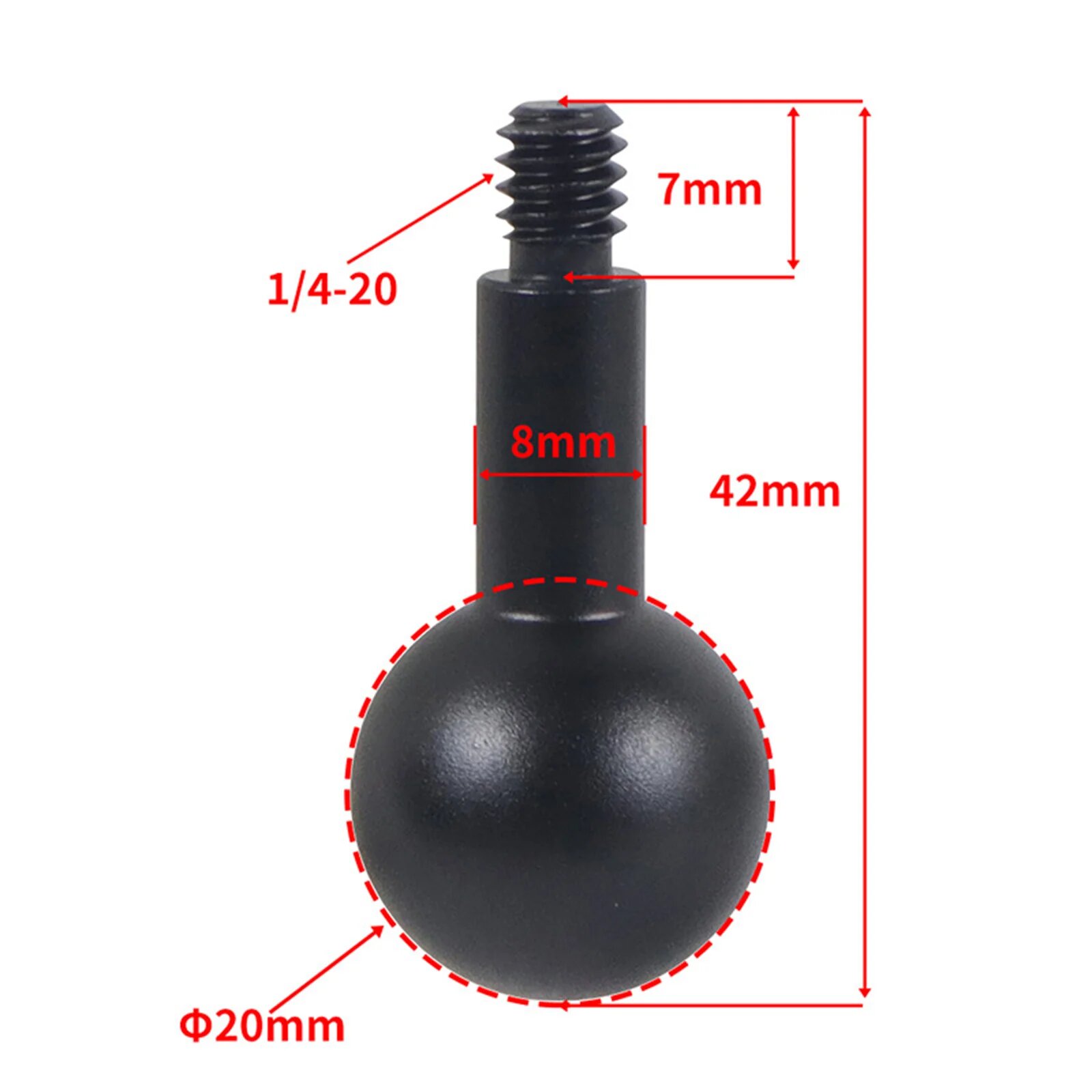 Адаптер шаровой головки 20 мм, 1/4-20, 42mm
