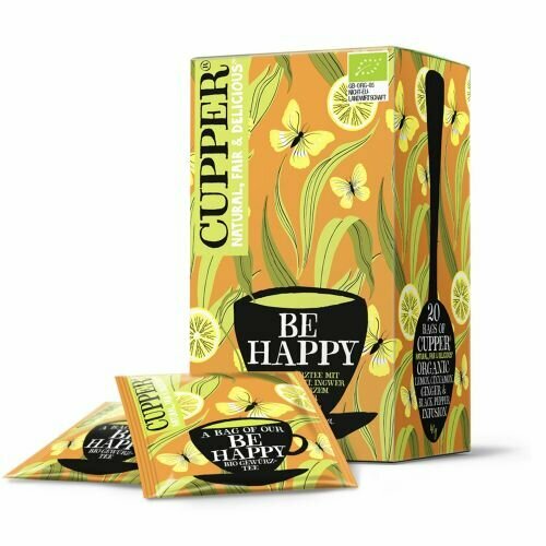 Чай органический Cupper (Natural) Be Happy со специями (лимоном корицей имбирем и черным перцем) 20 пак 40 г. (Финляндия)