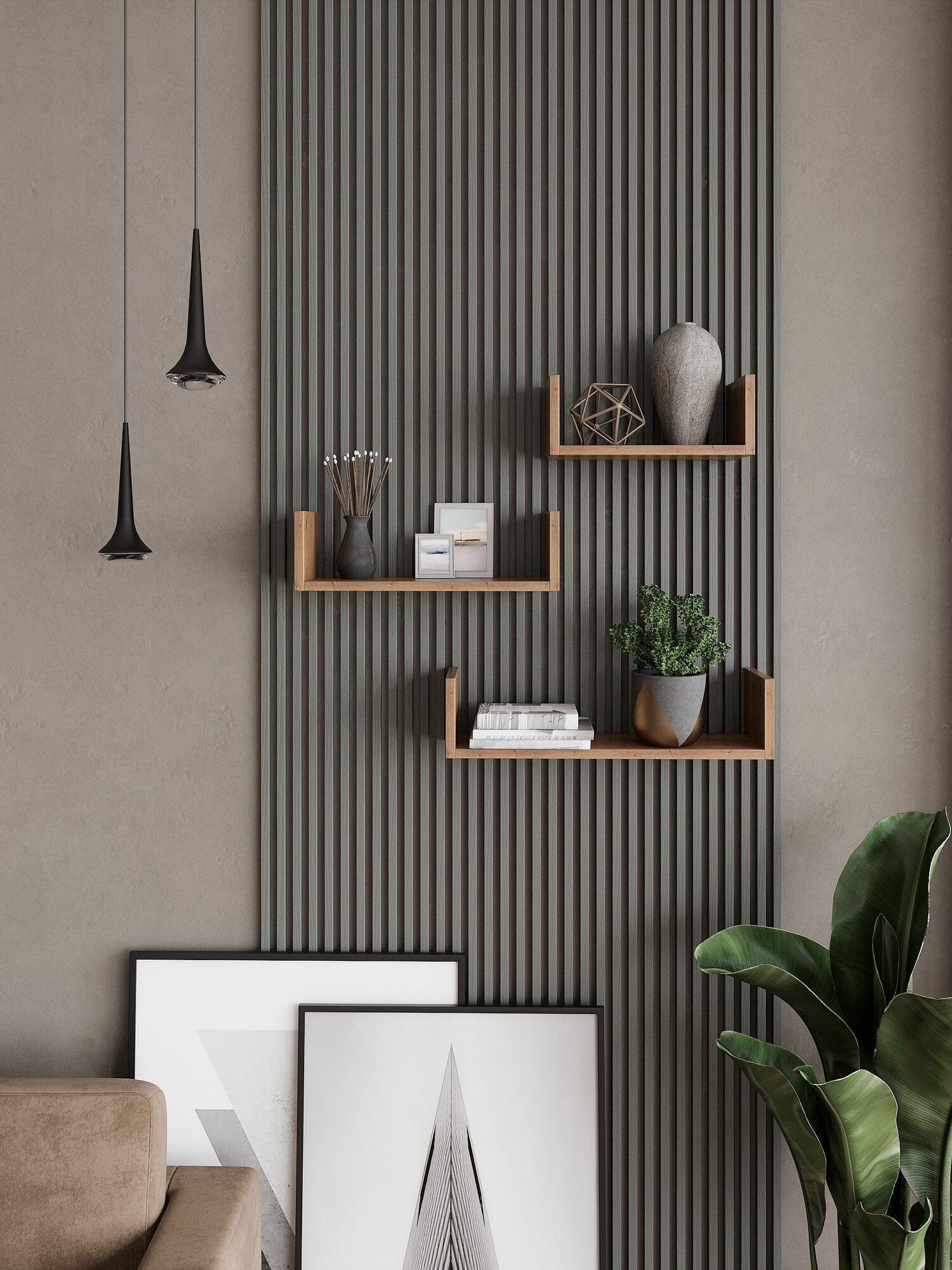 Полочки на стену в комнату дуб крафт золотой — фото 1