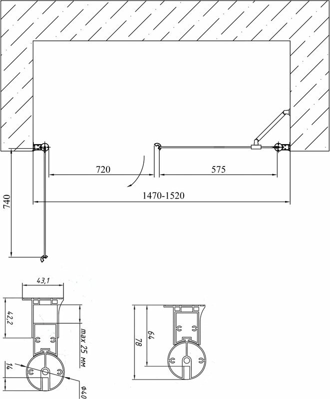 Душевая дверь в нишу Vegas Glass EP-F-2 0150 05 05 L стекло бронза, 150 - фото №6