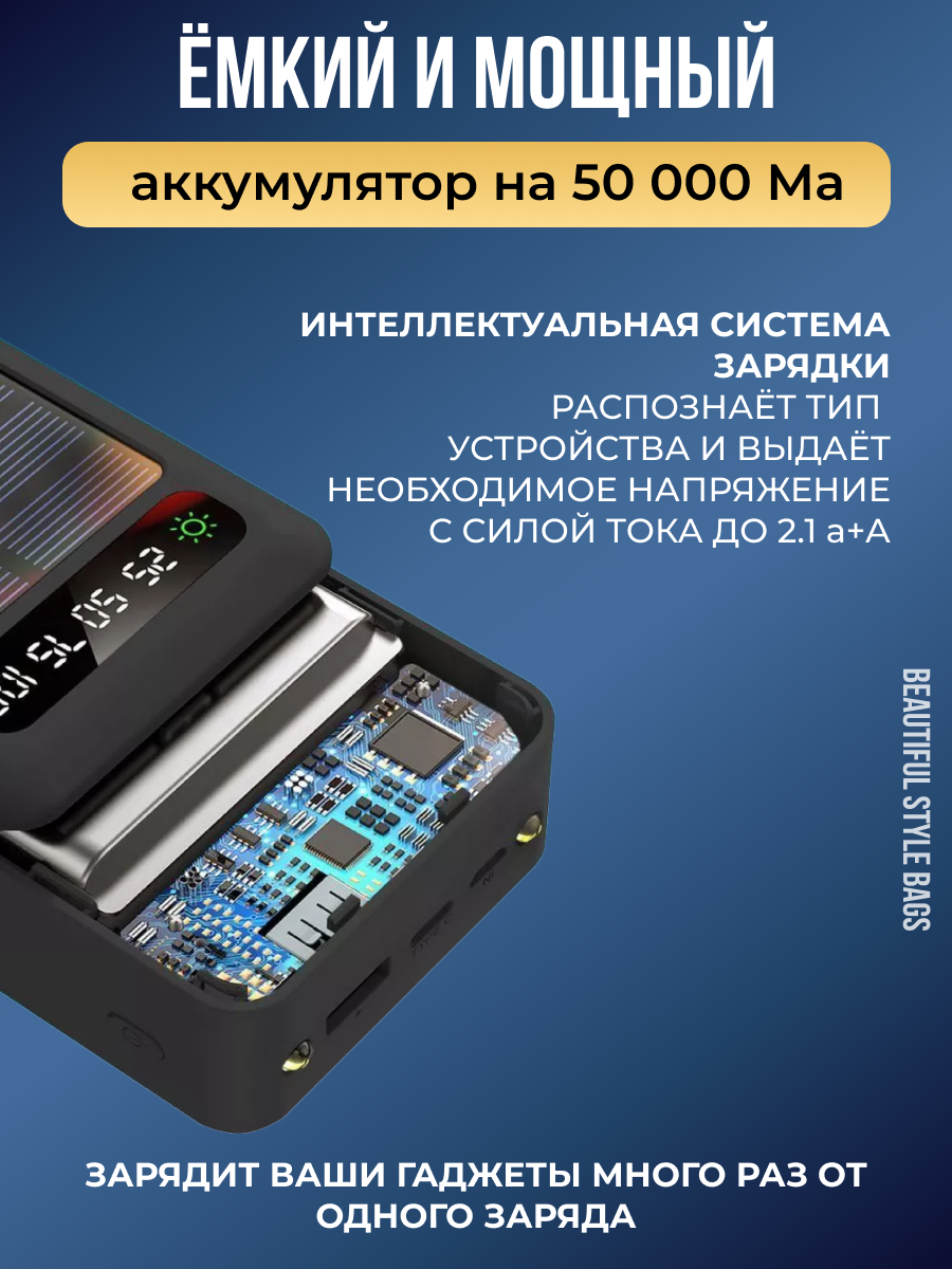 Портативный аккумулятор с солнечной батареей для iPhone, Android и Windows — фото 1