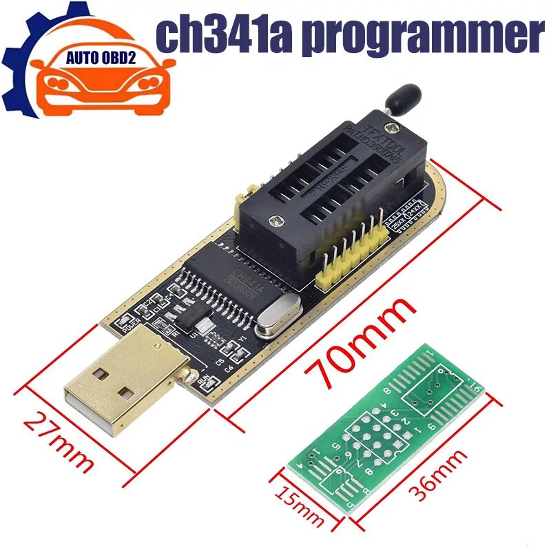 Оригинальный модуль USB программатора CH341A 24 25 серия EEPROM, флеш-BIOS + зажим SOIC8 SOP8 для проверки EEPROM 93CXX / 25CXX / 24CXX