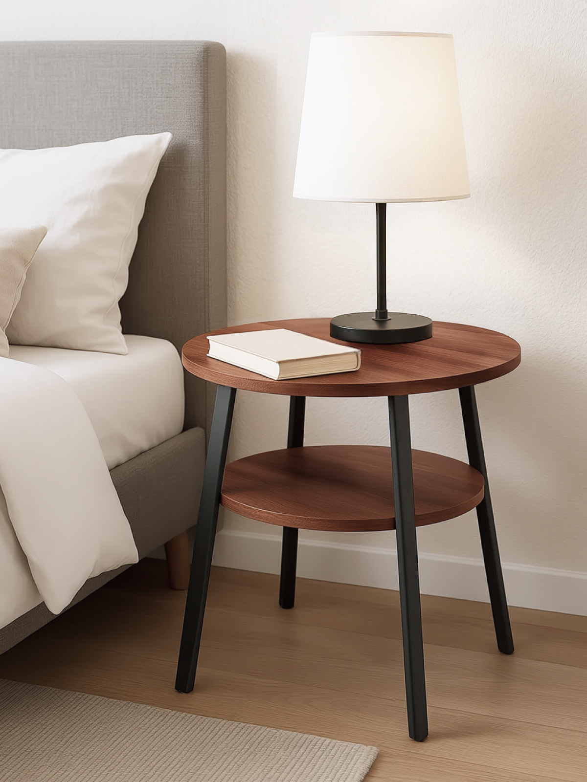 Журнальный столик круглый, прикроватный, деревянный, D 53 см