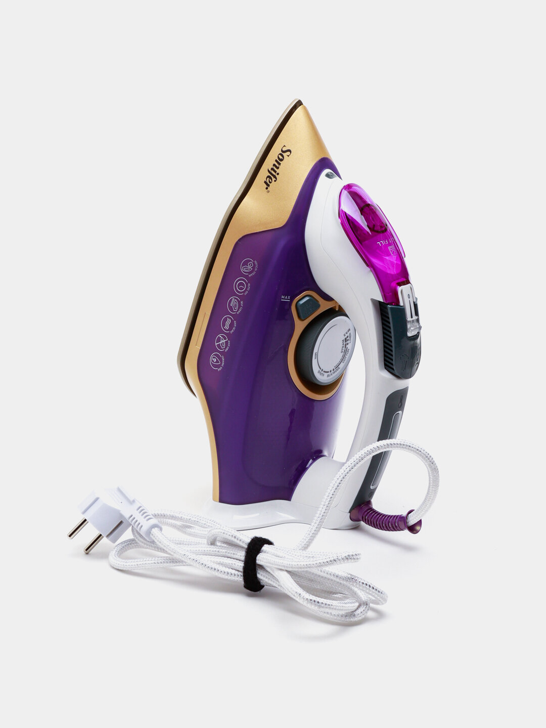 Паровой утюг Sonifer SF-9096, металлокерамическая подошва, мощность 3100Вт, розовый — фото 1