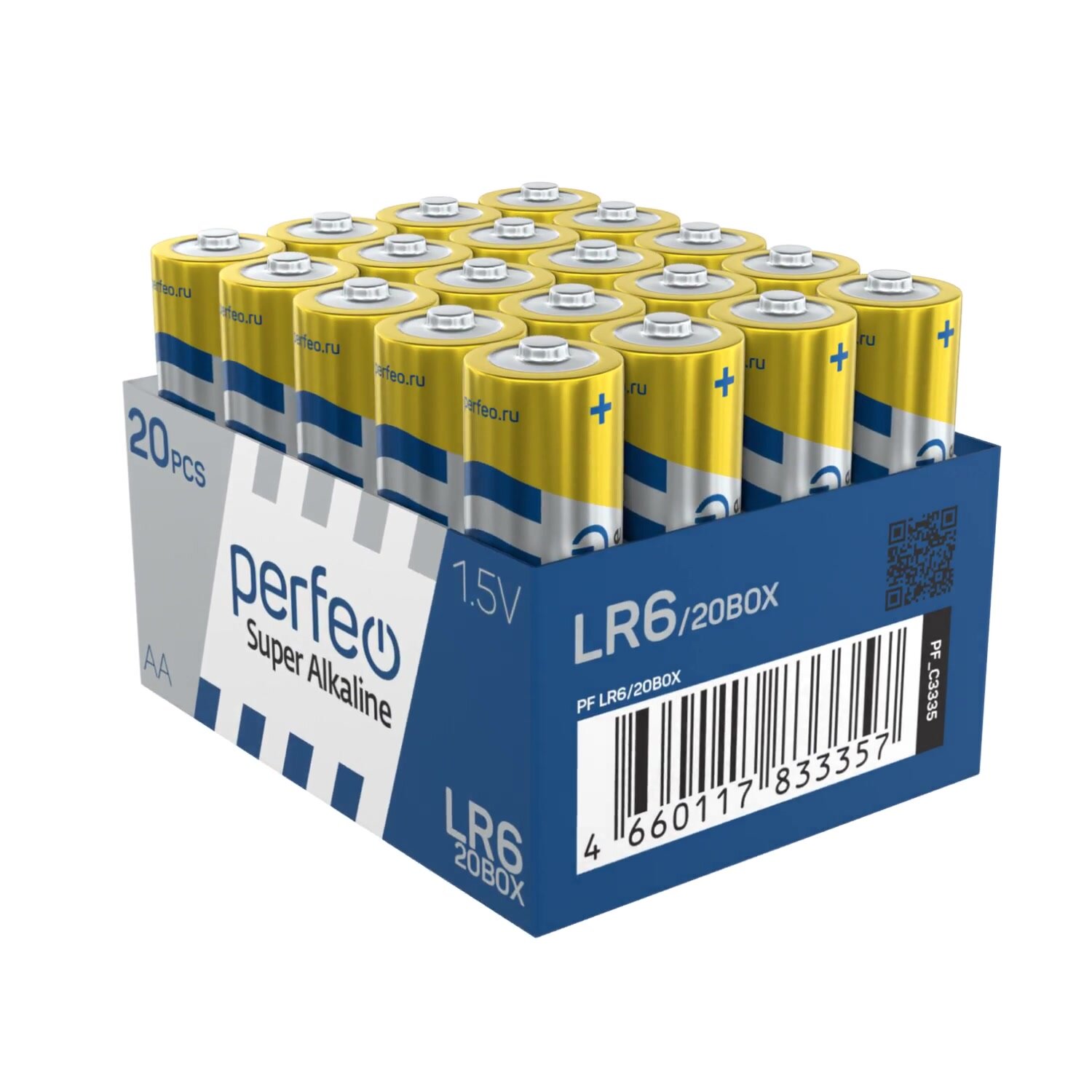 Батарейки Perfeo "Super Alkaline", щелочные, 20шт, типоразмер AA — фото 1
