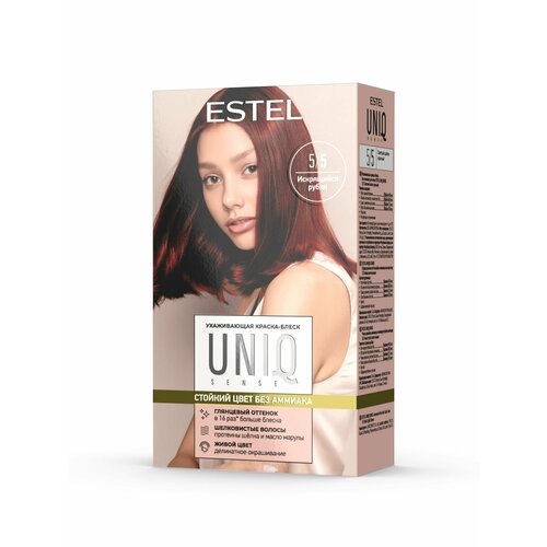 фото Estel ухаживающая краска-блеск для волос без аммиака uniq sense 5/5 светлый шатен красный