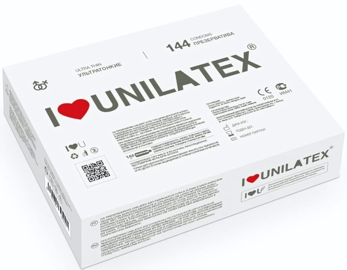 Презервативы Unilatex Ultra Thin, толщина 0,05 мм, латекс, 144 шт.