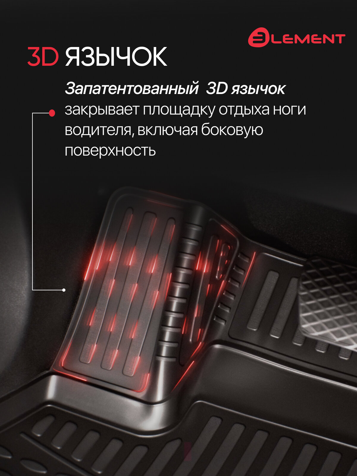Комплект ковриков в салон ELEMENT 3DAN0017210 для Hyundai Tucson, Honda Element 2020-2024 г. — фото 1