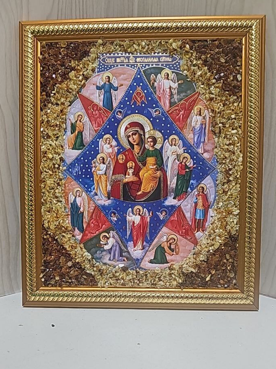 Икона из янтаря "Неопалимая Купина", 25х21х2 см