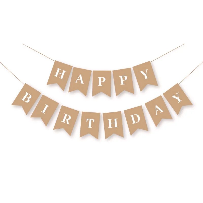 Флаг из крафт-бумаги "Happy Birthday", Kraft paper flag