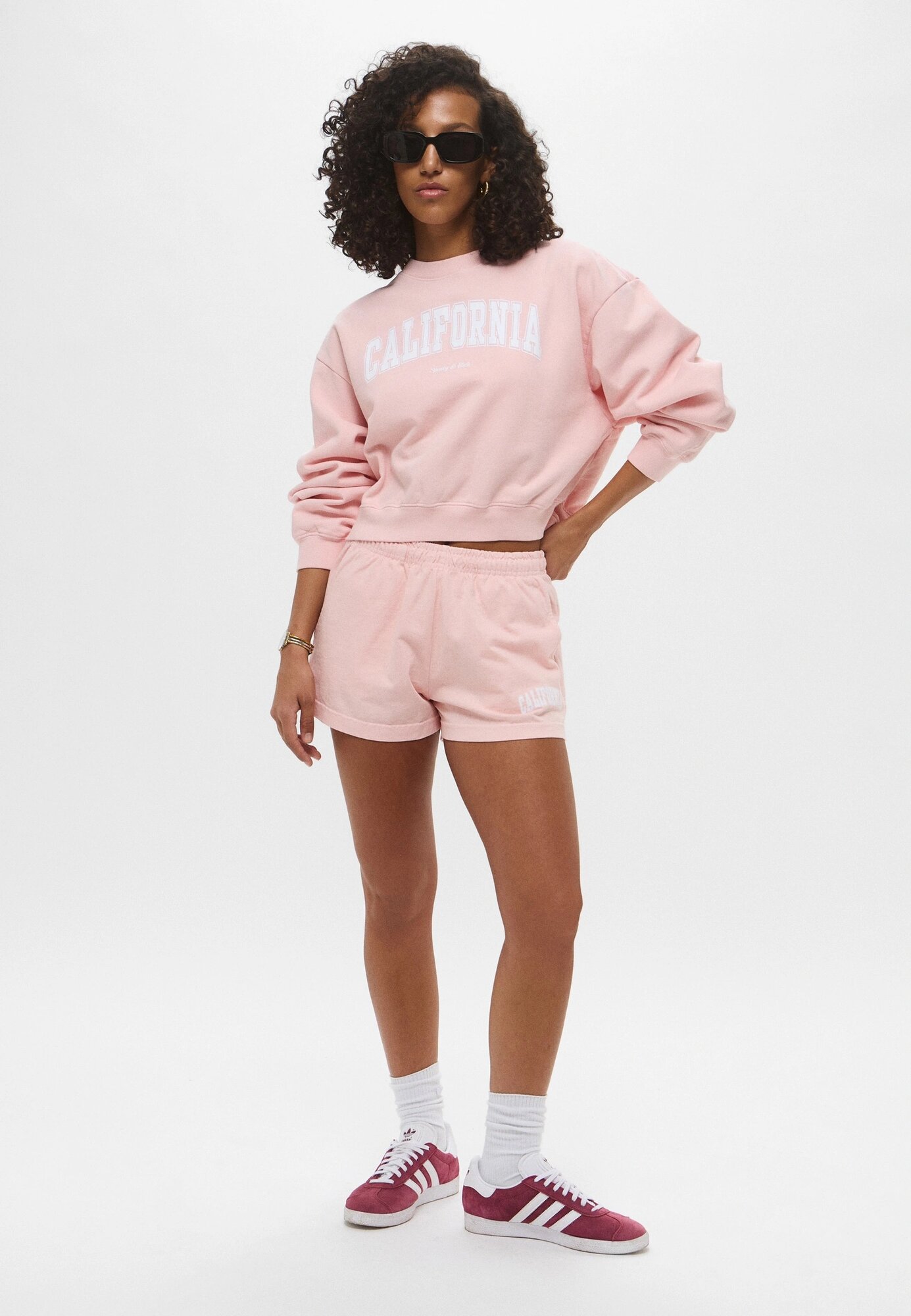 Свитшот спортивный Sporty & Rich CALIFORNIA CROPPED CREWNECK, размер 44, , розовый — фото 1